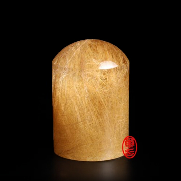 玉璽宮廟印章鈦晶-金絲祥瑞印